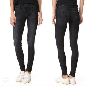 Rag & Bone Mid Rise Dark Skinny Jeans in Black Rae